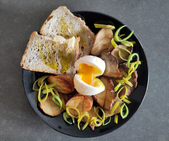 Uovo barzotto e King Oyster