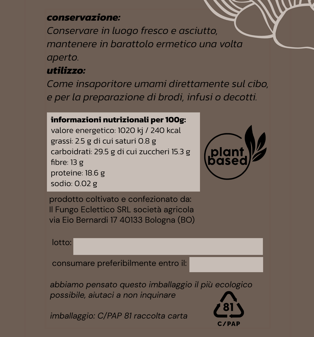 Polvere di BROWN OYSTER | Pleurotus Ostreatus