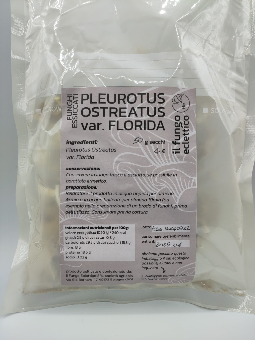 FLORIDA OYSTER essiccati | Pleurotus Ostreatus var. Florida